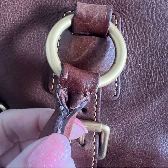 Dooney & Bourke Brown and Gold Satchel with Braided Handles Vintage - Picture 2 of 13